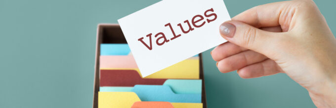 Kaartje met 'Values' erop