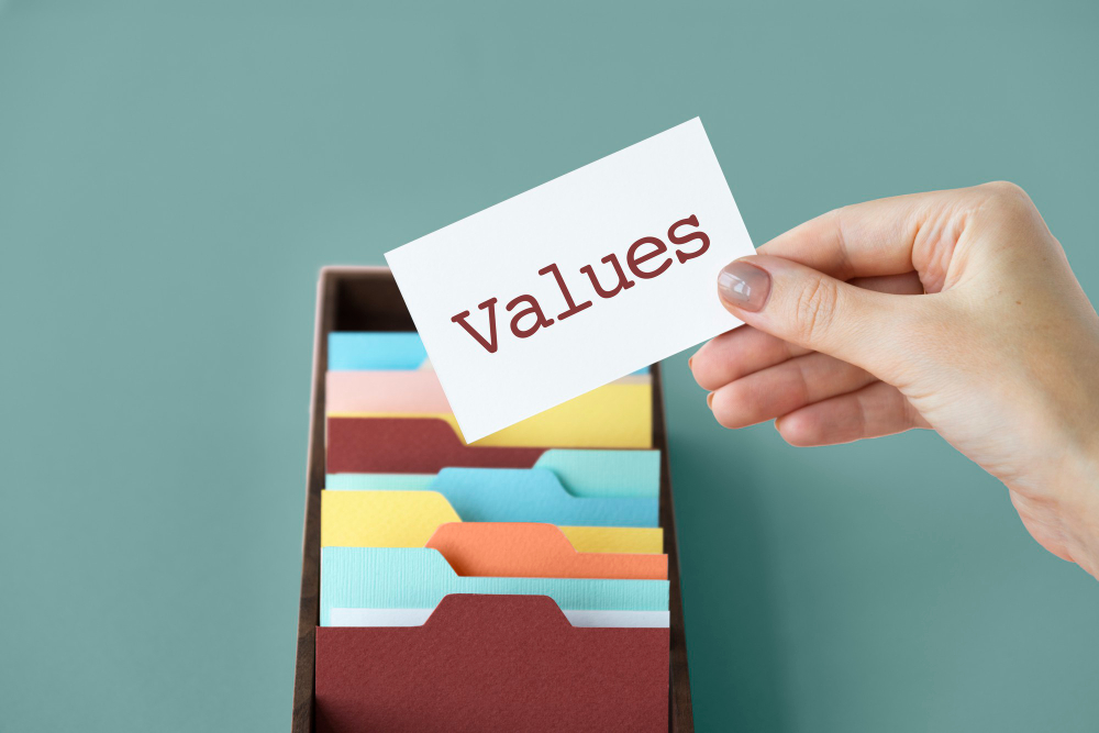 Kaartje met 'Values' erop